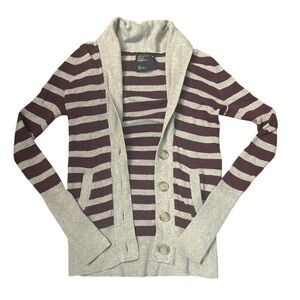 American Eagle Outfitters Gray and Brown Striped Cardigan